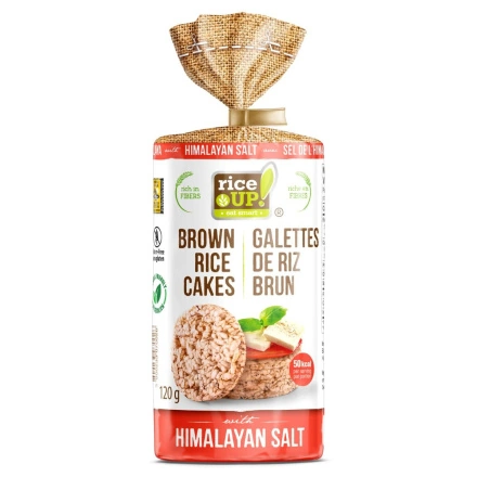 Front of RiceUP Brown Rice Cakes Puffed Rice Cakes Himalayan Salt