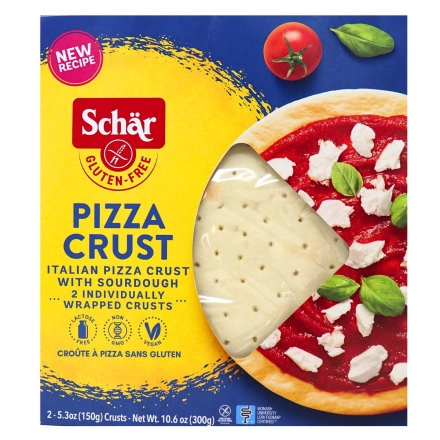 Front of Schar Gluten Free Pizza Crust - Schar Pizza Crust Canada - Gluten Free Shelf Stable Pizza Crust - Vegan Pizza Crust Gluten Free
