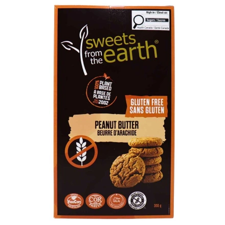 Front of Sweets From The Earth Vegan Peanut Butter Cookies, 300g