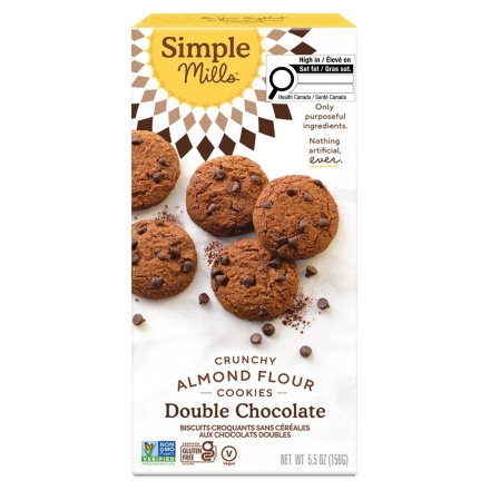 Front of Simple Mills Grain-Free Crunchy Cookies Double Chocolate, 156g