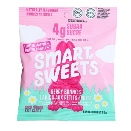 Front of SmartSweets Low Sugar Gummies Healthy Easter Candy Berry Bunnies