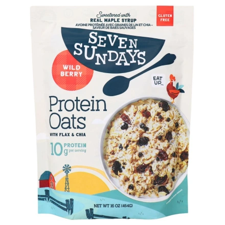 Front of Seven Sundays Protein Oats Wild Berry, 454g