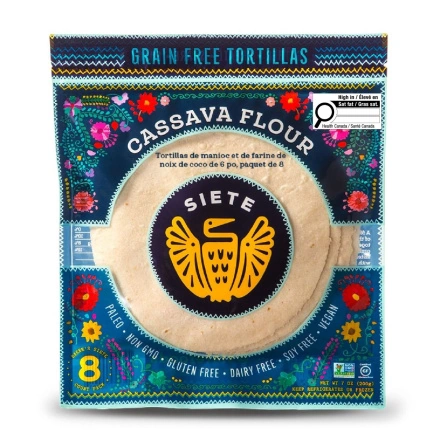 Back of Siete Cassava & Coconut Flour Tortillas 8-Count, 200g