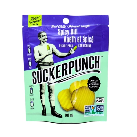 Front of SuckerPunch Pickles - Spicy Dill Pickle Chips - Pickle Chips - Spicy Pickles