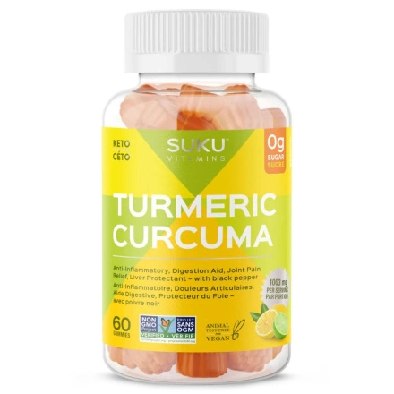 Front of SUKU Vitamins Anti Inflammatory Tumeric Curcuma Gummies Lemon Lime - Vitamins For Inflammation In Joints - Natural Anti Inflammatory Supplements - Turmeric Benefits
