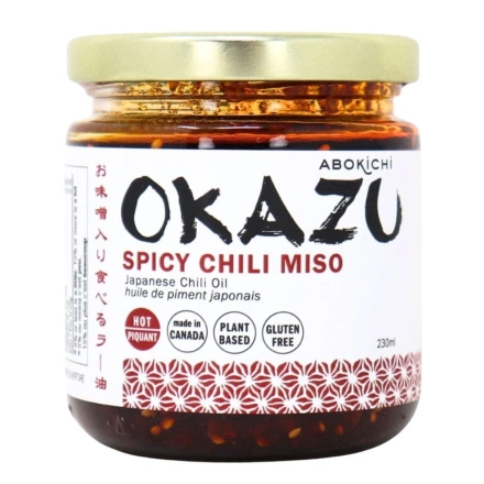 Front of Abokichi Okazu Spicy Chili Miso Japanese Chili Oil Condiment - Vegan Chili Oil - Best Spicy Chili Oil - Japanese Chilli Oil