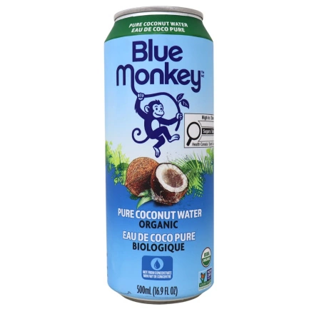 Front of Blue Monkey Pure Coconut Water - Natural Coconut Water - Best Coconut Water Canada - Best Tasting Coconut Water