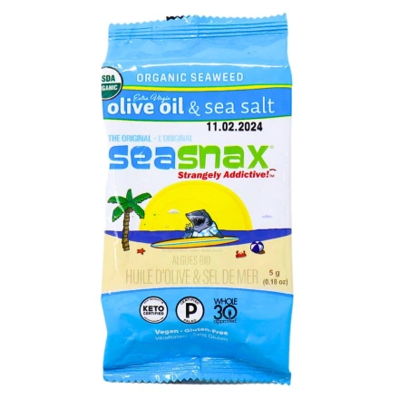 Front of SeaSnax Organic Roasted Seaweed Grab & Go Classic, 5g