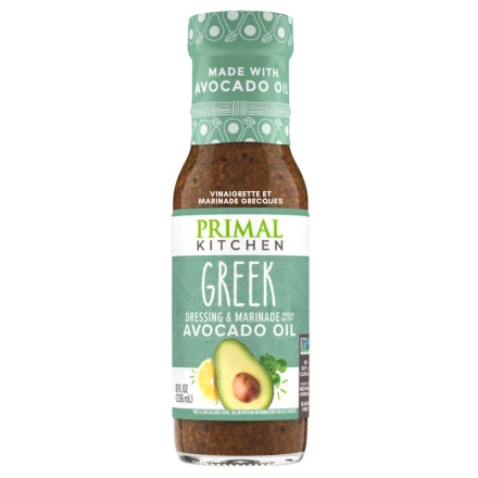 Front of Primal Kitchen Greek Vinaigrette and Marinade - greek salad dressing - keto salad dressing - paleo salad dressing