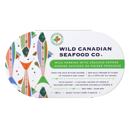 Wild Canadian Seafood Co. Wild Herring with Cracked Pepper Front of tin