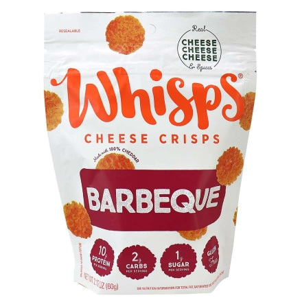 Front of Whisps Barbeque Cheddar Cheese Crisps, 60g