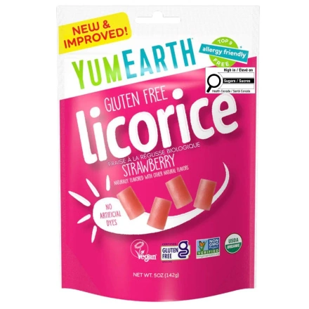 Front of YumEarth Organic Licorice Strawberry - Organic Candy - Allergen Free Candy - Allergen Free Licorice