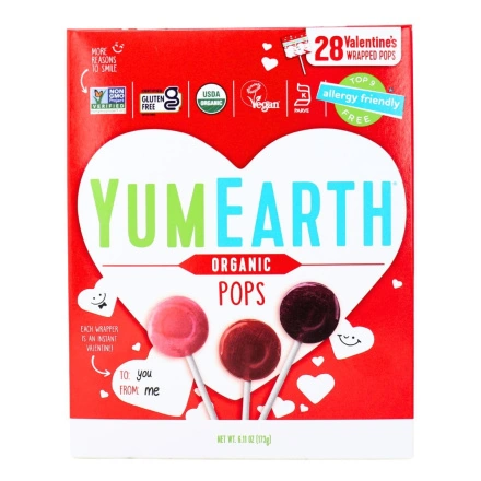 Front of YumEarth Organic Valentine’s Day Pops