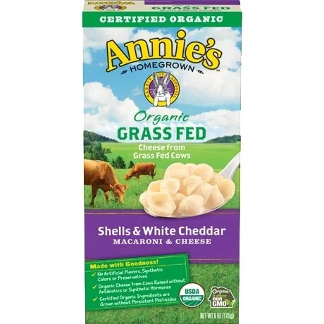Annie's Homegrown Organic Grass Fed White Cheddar Shells Mac & Cheese, 170g
