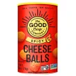 Front of The Good Crisp Company Cheese Balls Spicy - Cheese Crackers Gluten Free - Cheddar Cheese Balls - Healthy Cheese Puffs