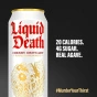 Front of Liquid Death Cherry Obituary Cherry Flavoured Sparkling Water Can - Canned Sparkling Water - Water In A Can - Sparkling Water Can
