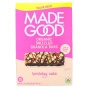 Front of MadeGood Allergen-Free Chocolate Drizzled Granola Bars Birthday Cake - Made Good Bars - Made Good Granola Bars - Birthday Granola